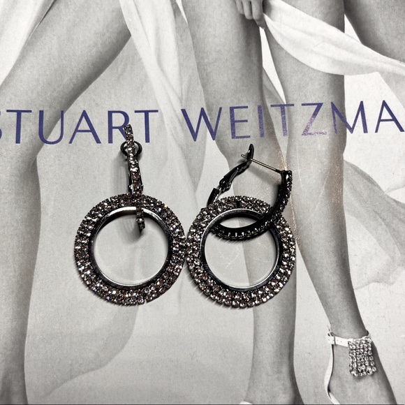 Black Rhinestone Circle Earrings - Picture 4 of 5